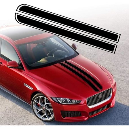 2 st 129 cm x 24 cm Motorhuv Stripe Klistermärke Racing Bo