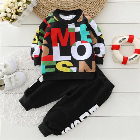 Toddler Pläd Sweatshirts+träningsbyxor Crew Neck 2 Delar Outfit
