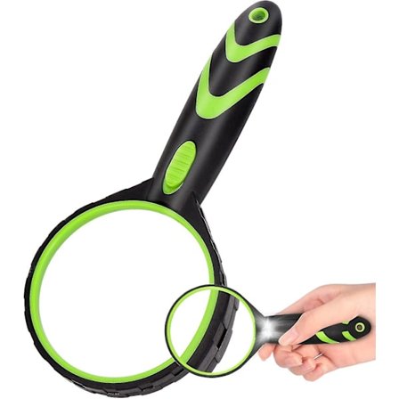 Forstørrelsesglas med lys, 10x børneforstørrelsesglas 75mm forstørrelsesglas håndholdt læseforstørrelsesglas skridsikker gummigreb anti-fald høj 