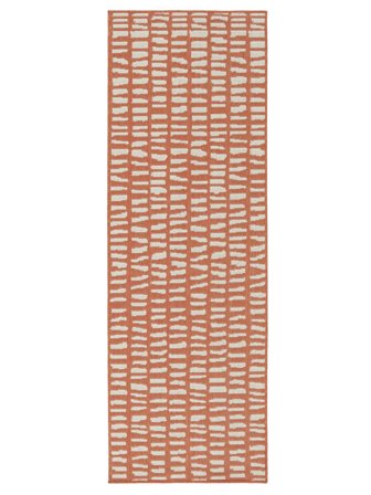 Innen-/Outdoor-Teppich Waschbar Klein Ray - Rost/Weiß 80X200