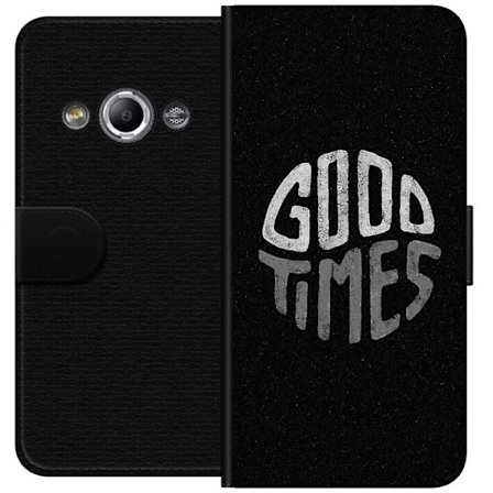 Kompatibelt Lommeboketui til Samsung Galaxy Xcover 3 Minimalistisk typografisk illustrasjon med håndtegnet hvit tekst på svart bakgrunn, rå og enke