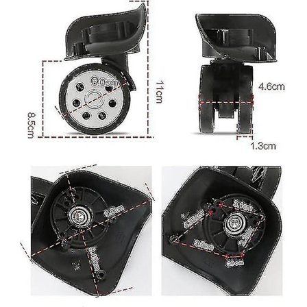 4 stk. Kuffert Hjul, udskiftning Spinner Hjul Til Universal Kuffert, drejelige Kuffert Hjul Udskiftning Tilbehør, Til Almindelig Rejsetaske, trolley S