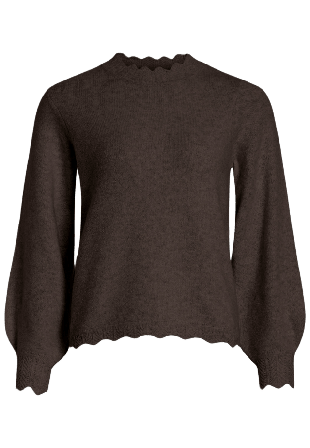 Vila VINIKOLINA O-Neck Knit Top Stickat Dam Brun M