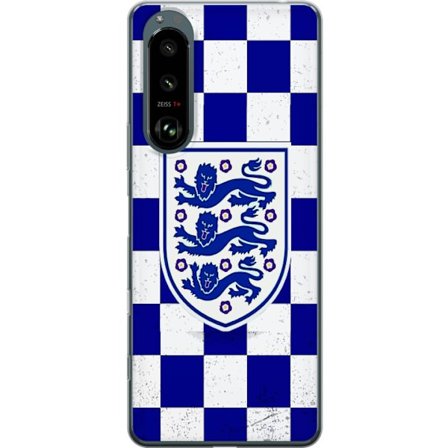 Yhteensopiva Puhelinkuori Sony Sony Xperia 5 III Graafinen shakkiruudukkokuviointi sinisellä ja valkoisella, klassisella heraldisella vaakunalla, ret