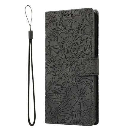 Samsung Galaxy A41 - Blomster Wallet Case - Grå