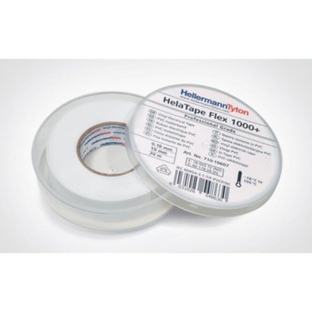 Hellermann Tyton HelaTape Flex 1000+ Elektrikerteip 19 mm x 20 m Hvit, Maskintilbehør & forbruk
