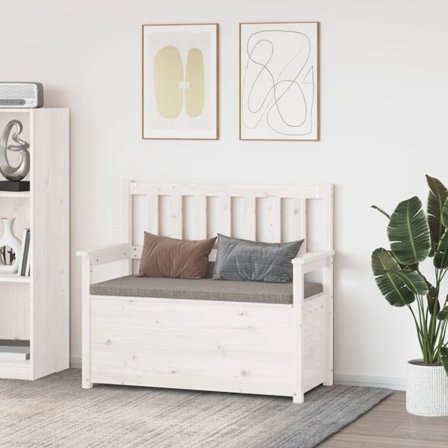 vidaXL Bänk vit 112,5x51,5x96,5 cm massiv furu