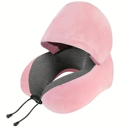 Resekudde U-formad kudde med huva, minnesskum, nackkudde för vuxna, flygplan, tåg, bil_TF_TF