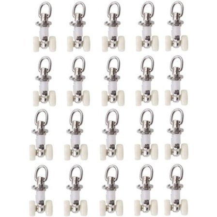 20 stk aluminiumslegering rulleplast dobbelt gardinskinne glider skinne ruller