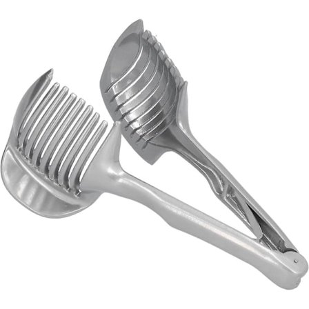 Løg Tomat Citron Skive Skærer, Multipurpose Håndholdt Rund Frugttang Rustfrit Stål Løgholder Nem Skæring