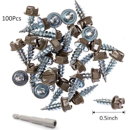 100 stk. tagrendeskruer - Fasteners, nedløbsskruer, tagrende - St