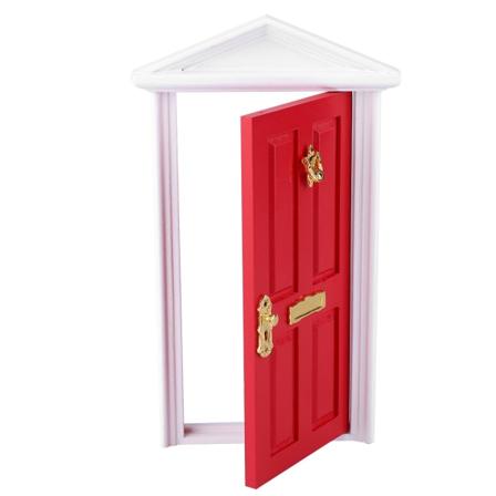 1:12 Dukkehus Miniatyrer Tredør Barn Morsom Leke Gave Dekor (Rød)