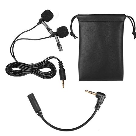 Dual-head Lavalier Lapel Omnidirectional Clip-on Microphone Mic