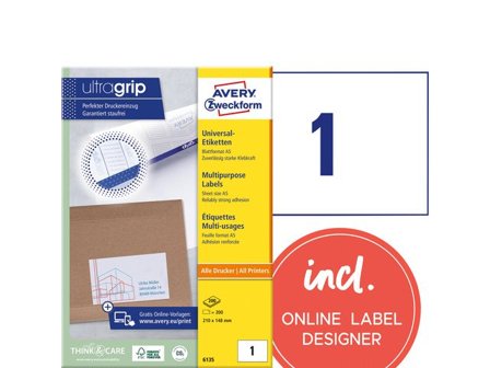 AVERY Etikett A5 210x148mm 200/fp - Lyreco - Emballage och lagerutrustning - Etiketter och godsmärkning - Multifunktionsetiketter