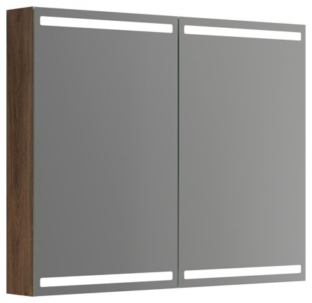 Dansani Luna Level Spegelskåp 100 cm, med ljusstyrning Brun ek, Badrum