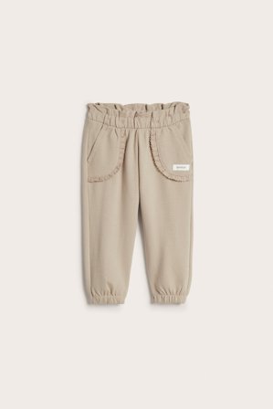 Newbie | Joggingbyxor med spetsdetaljer | Beige