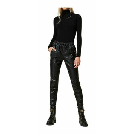 Twinset Leather Bukser Sort, Dame Læderbukser