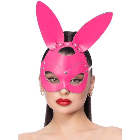 Kaninmaske i skinn, rosa