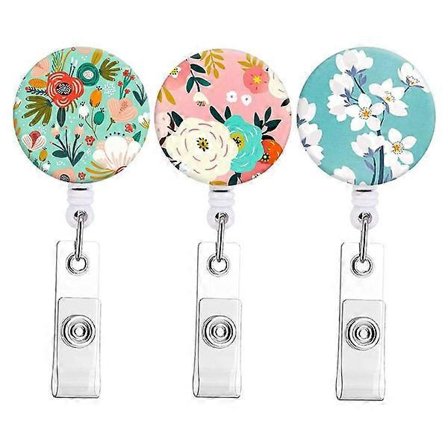 3 stk uttrekkbar nøkkelring-badgeholder