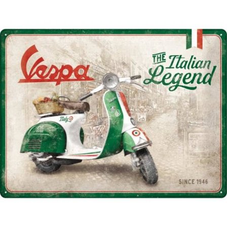 Metallskylt 30Ã—40 cm Vespa The Italian Legend