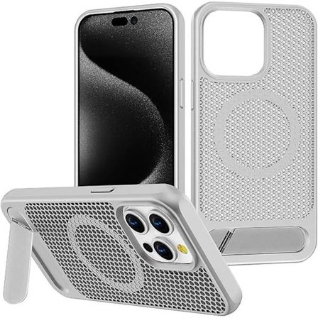 Usynlig brakett, honeycomb varmeavledning, magnetisk sugekraft, Apple Series mobiltelefondeksel, hudfølelse, frostet hul sølv