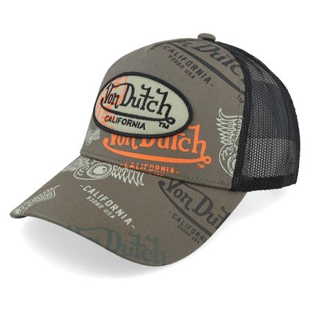 Von Dutch - Gris trucker Casquette - Oval Patch Black/Brown A-Frame Trucker @ Hatstore