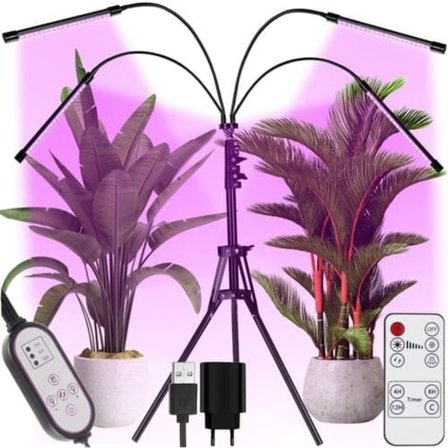 Växtlampa med Stativ / Växtlampa - 4 LED-paneler
