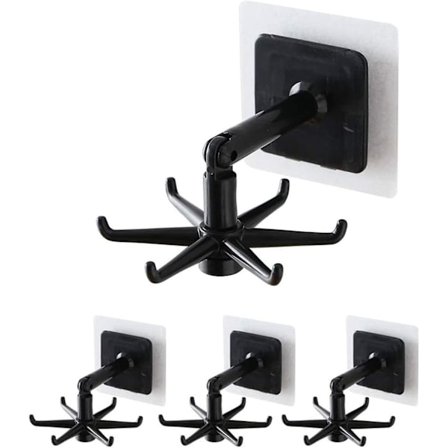 Set Of 4 360 Rotating Hooks, Nail-free Rotating Rack, Kitchen Shelf