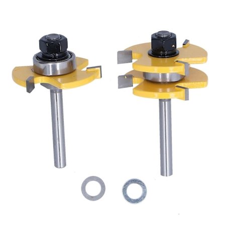 2 stk. Overfræser T Type 3 Tænder Fræser Skæreværktøj Sæt Kit til Træbearbejdning 1/4in