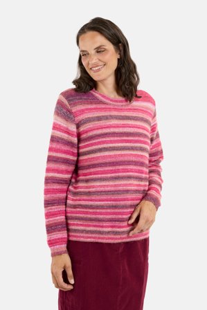 SIGNATURE - Langærmet Strik - Pink Mix - Stribet