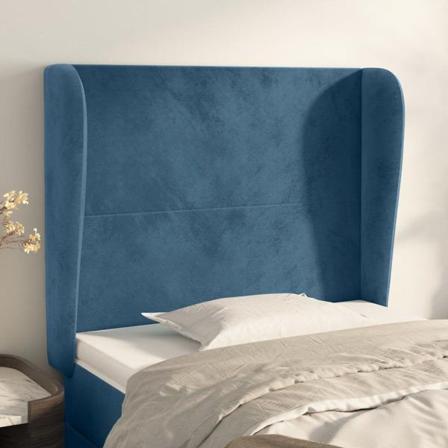 Vidaxl Huvudgavel Med Kanter Mörkblå 83x23x118/128 Cm Sammet Blå