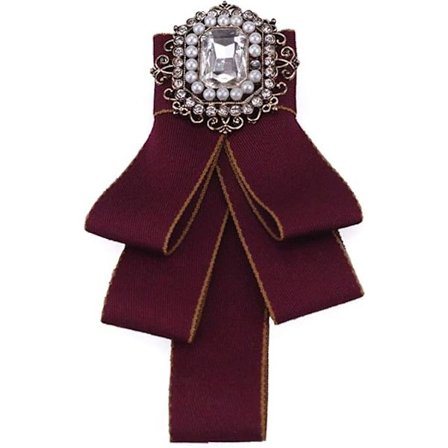 Kvinnor Flickor Förknuten Fluga Strass Brosch Nål Bröllopsfest Halsband