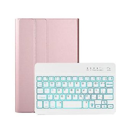 Surfplatta Fodral Med Bluetooth Lysande Tangentbord Pu Fodral Lämpligt För Tab Galaxy A7 Lite 8.7 Tum, Rosa