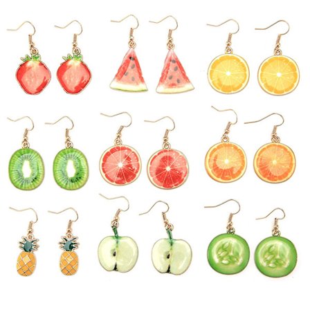Sødt frugt øreringe til kvinder multipack, sjove kawaii citron øreringe