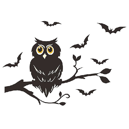 Dww-Halloween-pöllöt oksat lepakot lasi-ikkuna kylpyhuoneen seinäkoriste seinätarrat