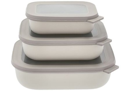 MEPAL SKÅLSETT CIRQULA REKTANGULÆR MED LOKK NORDISK HVIT 3STK