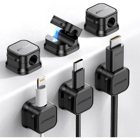 6 Pack Magnetic Cable Clips [Cable Smooth Adjustable] Cord Holder, Under Desk Cable Management, JOYROOM Adhesive Wire Holder Keeper Organizer