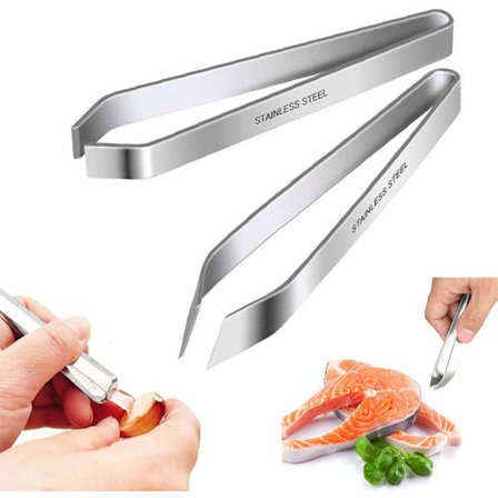 Fiskebentang av 2 rette fiskebentenger Vinklet fiskebentang Fiskebentang i rustfritt stål av flate og vinklede tenger for utbening