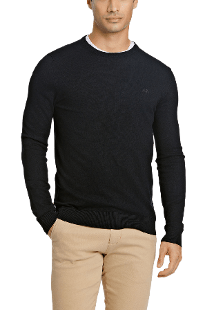 Lindbergh Ecovero L/S o-neck knit Stickat Herr Svart M