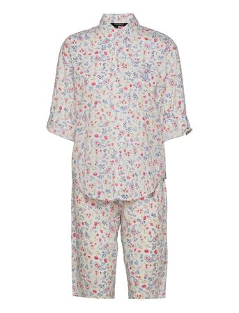 Lrl 3/4 Roll Tab Slv His Shirt Capri Pj White Lauren Ralph Lauren Homewear