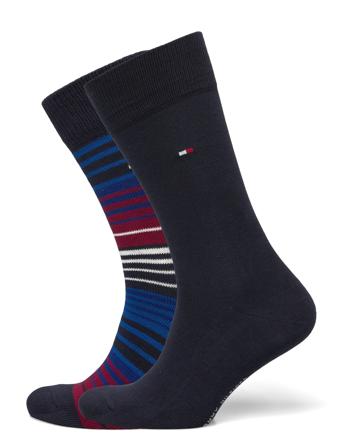 Th Men Sock 2P Gradient Stripe Underwear Socks Regular Socks Marineblå Tommy Hilfiger*Betinget Tilbud