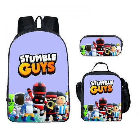 Anime Ryggsekk Stumble Guys Tenåringsskolesekk, Stumble Guys Tredelt Ryggsekk, Anime Datamaskin Skolesekk