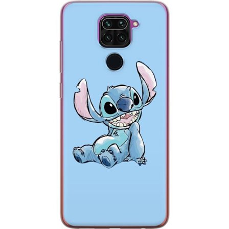 Kompatibel Mobilcover til Xiaomi Redmi Note 9 Håndtegnet illustration af siddende Stitch mod lysblå ensfarvet baggrund