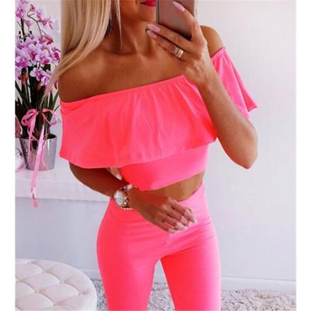 Dam Sets Höst Dam Set Solid Cold Shoulder Long Pant Casu