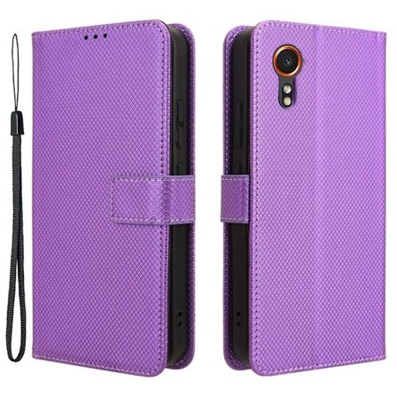 Hållbart konstläder Samsung Galaxy Xcover 7 fodral med plånbok - Lila