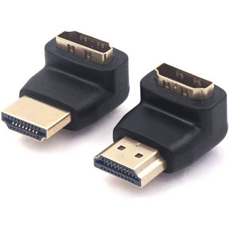 HDMI-adapter 90 grader 270 grader Rät vinkel Hane till Hona 4K 3D Rätvinklig HDMI-kontakt 2-pack