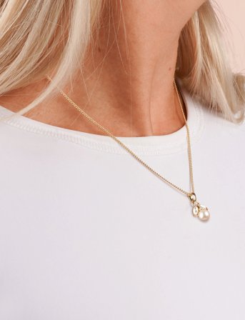 SNÖ of Sweden Eira Pearl Pendant Neck 50 G/White - 50 Cm - Gold - 50 CM