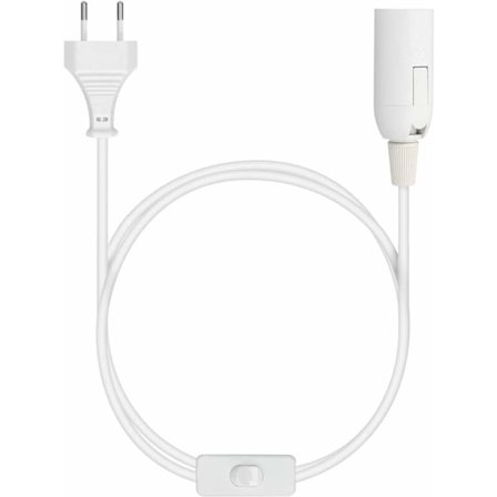 E27 fatning med ledning - Lampeholder til pære med strømledning, stikkontakt og afbryder - 1,8 m kabel