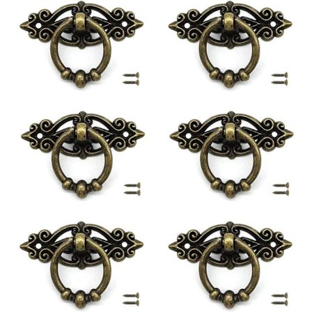 6 st Lådhandtag Lådhandtag Möbelhandtag Brons med skruvar för Retro Skåp Låda Byrå Retro Möbler