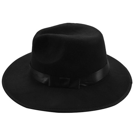 Unisex Herr Dam Hattar Kepsar Panama Fedora Trilby Rak Bred Brätte Hård Filt Svart